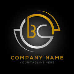 letter BA Logo Design Vector Template. Initial Gold And Silver Letter Design BA Vector Illustration With Black Background.