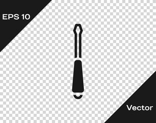 Black Screwdriver icon isolated on transparent background. Service tool symbol. Vector