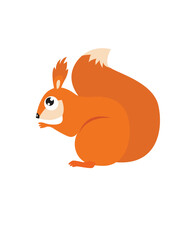 Cute squirrel. Forest animal. Little cute squirrel is sitting. Funny cartoon character.
