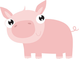 Cute pig. Funny cartoon pig. Farm animal. Cartoon character.