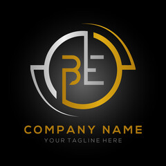 Obraz premium letter BE Logo Design Vector Template. Initial Gold And Silver Letter Design BE Vector Illustration With Black Background.