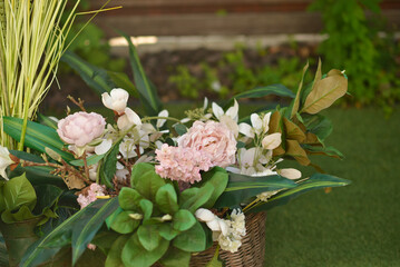 Bouquet of pink peonies, home garden decor