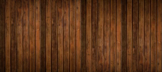 Foto op Canvas Old brown rustic dark grunge wooden timber wall or floor or table texture - wood background banner © Corri Seizinger