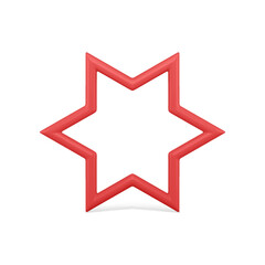 Shining red Christmas bauble six pointed star contoured design for fir tree decor realistic vector