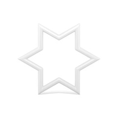 Beautiful elegant white glossy six pointed star luxury Christmas decorative design realistic vector