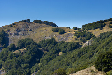 Fototapeta na wymiar Mountain road landscape Toscano Emiliano Park in Parma province, Italy