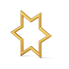 Bright luxury jewelry golden six pointed star Christmas tree design 3d template isometric vector