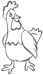 Hen. Element for coloring page. Cartoon style.