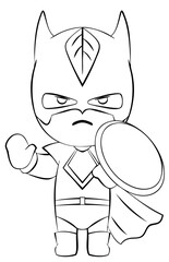 Super hero. Element for coloring page. Cartoon style.