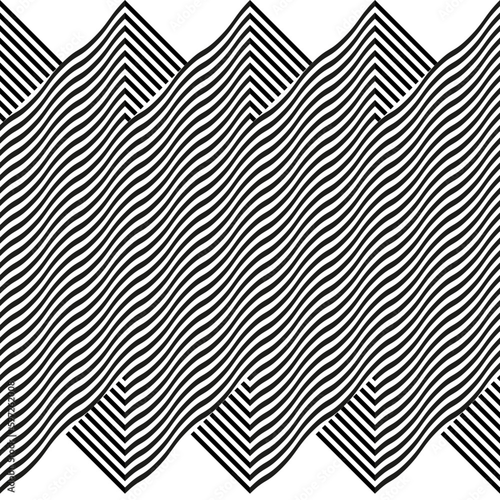 Aufkleber Modern abstract geometric contemporary vector seamless diagonal pattern with simple elements and shapes. Graphic black and white minimalist background.