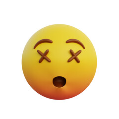 3d illustration emoticon expression dead face
