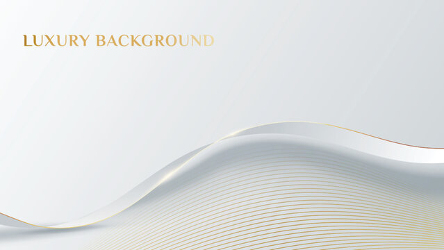 Elegant luxury white background with ribbon golden lines element