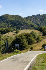 Mountain road landscape Toscano Emiliano Park in Parma province, Italy