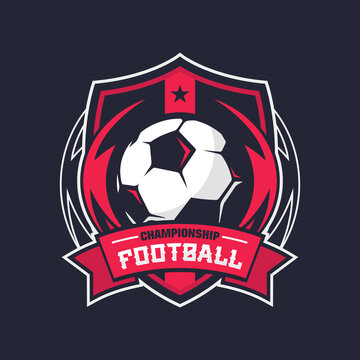 Soccer Football Badge Logo Design Templates | Sport Team Identity Vector Illustrations isolated on black Background