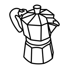 Moka pot coffee maker. Hand drawn line style illustration.