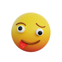 3d illustration emoticon expression silly face sticking out tongue