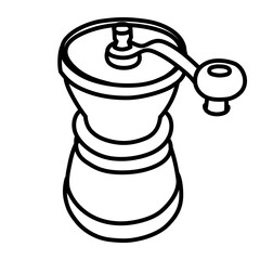 Coffee grinder. Hand drawn line style illustration.