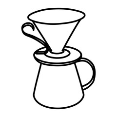 Drip coffee object. Hand drawn line illustration.