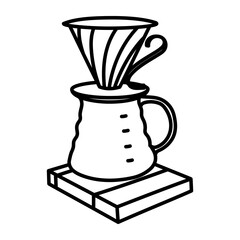 Drip coffee object. Hand drawn line illustration.