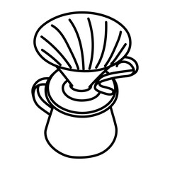 Drip coffee object. Hand drawn line illustration.