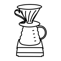 Drip coffee object. Hand drawn line illustration.