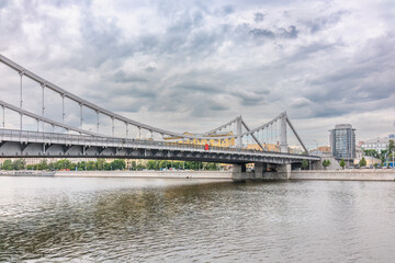 Krymsky Bridge or Crimean Bridge in Moscow