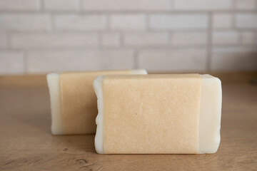 Spa composition with colorful handmade soap close-up Zero waste