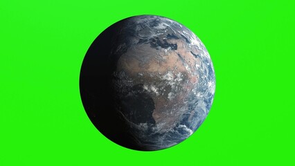 Flight to earth - earth in space on Green Screen. High detailed texture. 3d illustration