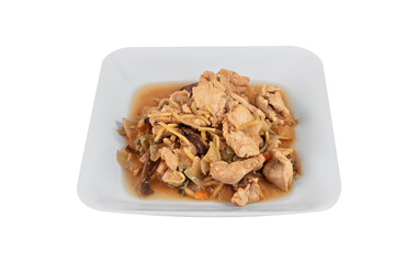 stir-fried chicken with ginger and mushroom