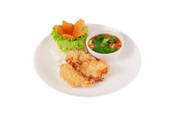 crispy fried shrimp served with fresh vegetable