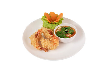 crispy fried shrimp served with fresh vegetable