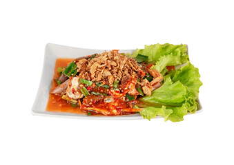 spicy meat and seafood salad