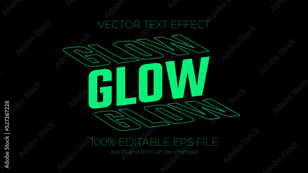 Poster editable glow text effect style, eps editable text effect