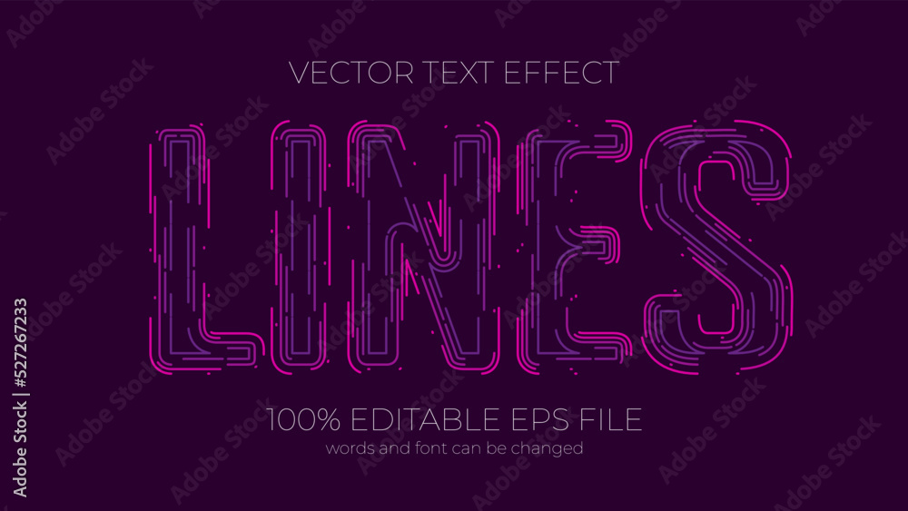 Poster lines editable text effect style, eps editable text effect