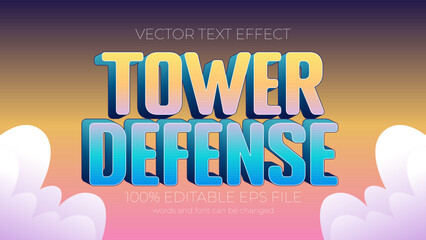 tower defense editable text effect style, EPS editable text effect