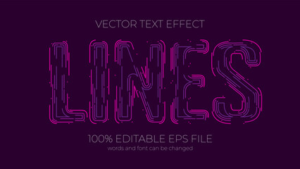 lines editable text effect style, EPS editable text effect