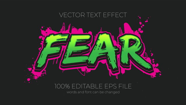 fear editable text effect style, EPS editable text effect