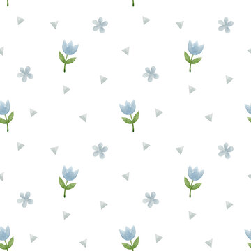 Watercolor seamless pattern flowers. Autumn background.