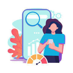 Mobile seo flat style illustration design