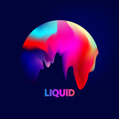 Abstract liquid holographic gradient shape. 3D Vector colorful design element.