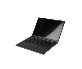 Black Laptop with Empty Screen Isolated