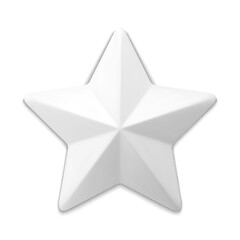 Five pointed white star 3d vector illustration