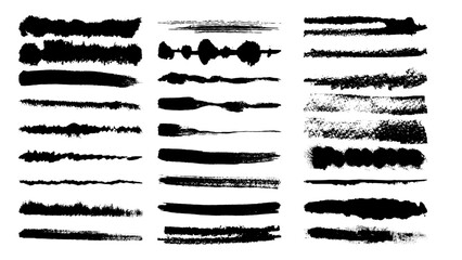 set of black and white strokes and brushes