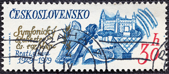 CZECHOSLOVAKIA -CIRCA 1979: A Czechoslovakia postage stamp stamp shows commemorating the 50th...