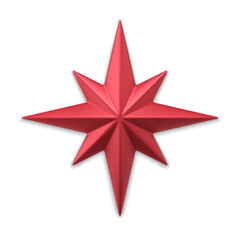 Red realistic eight pointed star 3d vector illustration