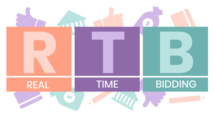 Fototapeta na wymiar RTB - Real-time bidding, acronym business concept background
