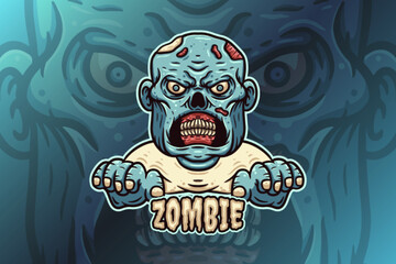Zombie Mascot Logo with Text Effect Editable