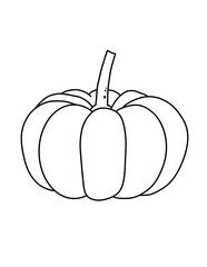 Outline pumpkin coloring page for kids. Thanksgiving decorative print.