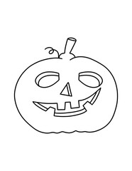 Outline pumpkin coloring page for kids. Thanksgiving decorative print.