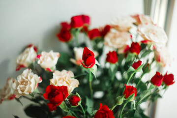 Small roses, selective focus, Soviet lens